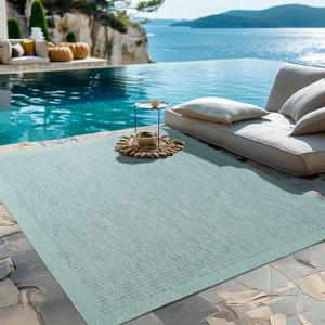 HomebyHome Alfombra Exterior Interior 140 x 200 cm Azul Res…