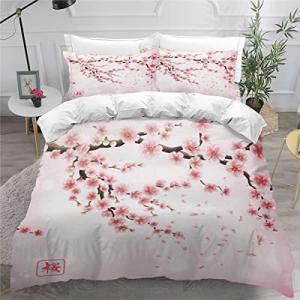 Funda nórdica de 140 x 200 cm, diseño de flores de cerezo e…