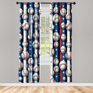 ABAKUHAUS Béisbol Juego de 2 Paños Cortinas, Patrón de balo…