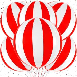 VIKY Globos decorativos para carnaval rojo y blanco, 6 unid…