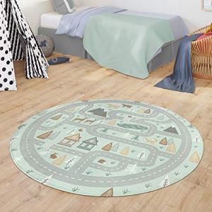 TT Home Alfombra Infantil Bebé con Motivo Carreteras Animal…