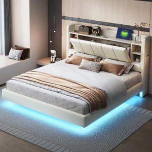 Moimhear Cama tapizada de 160 x 200 cm, con enchufe USB y b…