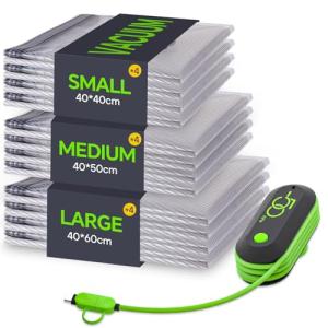 Vacbird Bolsa de Vacío Ropa Con Bomba EléCtrica, 12 Bolsas…