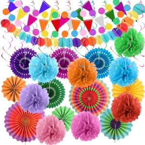 Pompones de Papel, Pompones Multicolor Decoracion, 47 Pieza…