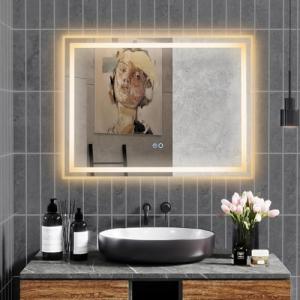 RELAX4LIFE Espejo Baño 80x60 cm con Luz LED de 3 Colores, B…