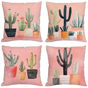 Rosa Cojines Exterior Impermeable Lino Grande Fundas Cojine…
