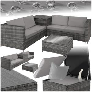TecTake® Conjunto Jardín de Ratán Combinable con Cojines Gr…