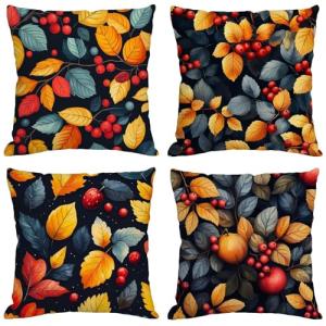 Funda Cojin 70x70 cm, Juego de 4 Fundas de Cojines Otoño Li…