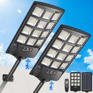 PEAKRO Farolas Solares Exterior 400W, 6000K 144LED Farola P…