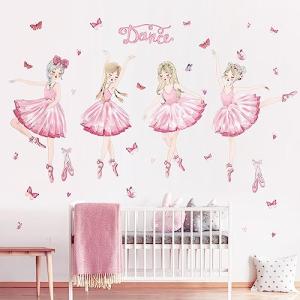 decalmile Pegatinas de Pared Bailarina Rosa Vinilos Decorat…