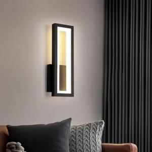 Euroshine Aplique Pared Interior LED, 16W 1800LM Negro Lámp…