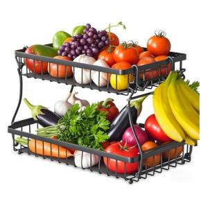 JLLYGOUS Frutero 2 Pisos Cesta Fruta con Gancho para Plátan…
