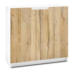 Vladon Cajonera Logan, Cómoda con 2 Puertas, Blanco Mate/Ro…