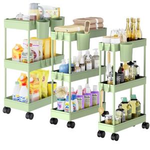 Shrivee Pack of 3 Carrito Auxiliar Baño con Ruedas 3 Nivele…