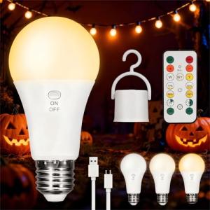 Kambo Bombilla LED E27 recargable USB-C 7W con botón de con…