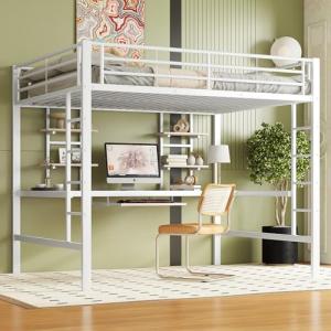 Moimhear Cama alta de 140 x 200 cm, estructura de metal, ca…
