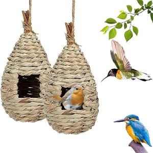 Casa de Paja Natural Pájaros, 2 Piezas Pájaros Casas De Páj…
