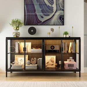 DEZAGCE Vitrina de cristal, aparador, vitrina de cristal, 2…