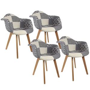HOME DECO FACTORY Leason-Lote de 4 sillones de Patchwork, C…