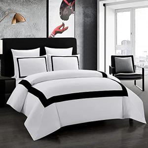 OSVINO Juego de Funda Nórdica Hotel Blanco con Negro 220x24…
