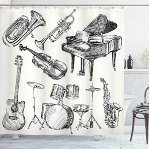 ABAKUHAUS Musica Jazz Cortina de Baño, Instrumentos Musical…