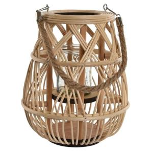 Farol portavela de Rattan Natural de Ø 23x23x29 cm (29 cm)