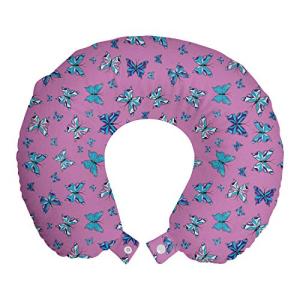 ABAKUHAUS Azul y Rosa Cojín de Viaje para Soporte de Cuello…