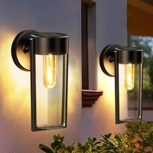 2 Paquete Lámpara de Pared Exterior Solares, IP65 Impermeab…