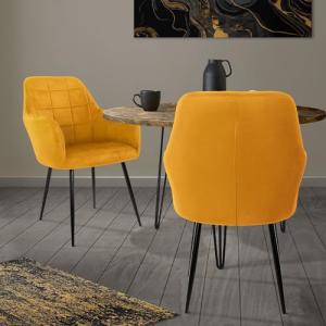 ECD Germany 2X Sillas de Comedor Color Ocre (Amarillo Mosta…