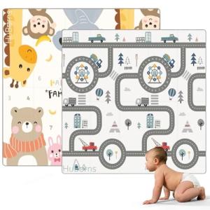 HuBorns - Alfombra Bebe Acolchada Plegable y Reversible con…