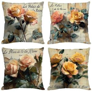 Funda Cojin 65x65 cm,Juego de 4 Fundas de Cojines Retro Ter…