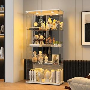 Vitrina de cristal de 4 capas, vitrina de cristal, iluminac…