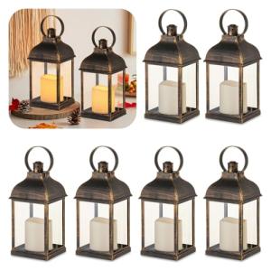 Staymoment Farolillo con velas LED en negro y dorado: juego…