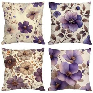 Funda Cojin 70x70 cm,Juego de 4 Fundas de Cojines Púrpura T…