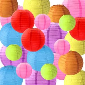 Farolillos de Papel de Colores,24 PCS Farolillos de Papel C…