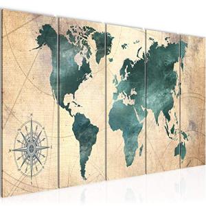 Runa Art Cuadro XXL Mapa Del Mundo 200 x 80 cm Verde Marrón…