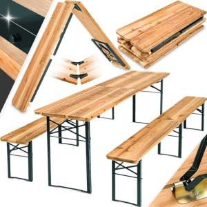 TecTake® Conjunto Jardín Exterior, Mesa y 2 Bancos Madera d…