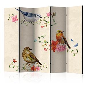 murando Biombo Vintage Pajaros Flores 225x172 cm de Impresi…