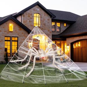 Halloween Decoracion Exterior, Halloween Telaraña Gigante y…