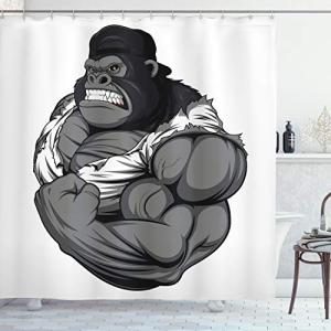 ABAKUHAUS Dibujos Animados Cortina de Baño, Animal Atleta d…