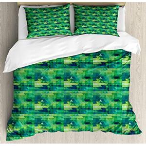 ABAKUHAUS Mosaico Funda Nórdica, Monocromo Verde Triángulos…