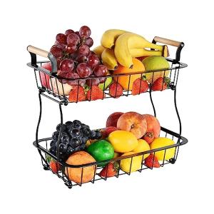 TINMIX Cesta de frutas de 2 niveles, estante para verduras,…