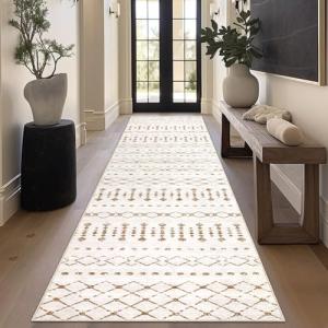 Homcomodar Alfombra de Pasillo Lavables 80x300cm Boho Beige…