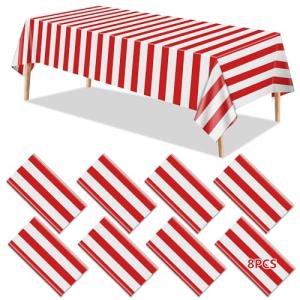 8 Manteles De Carnaval, Manteles De Rayas Rojas Y Blancas,…