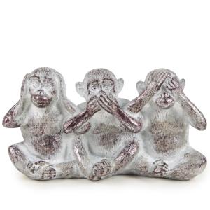 Logbuch-Verlag Figura decorativa de tres monos, plata brill…