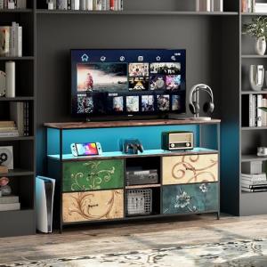 FOERPL Mueble TV LED, 137 cm mesa TV, mueble Tele con LED c…