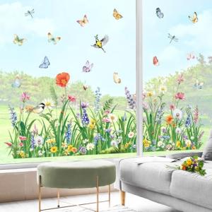 decalmile Pegatinas de Ventana Hierba Verde Primavera Vinil…
