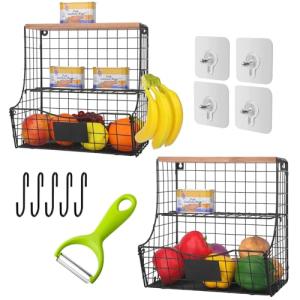 Wuciray 2pcs Frutero pared Cocina Cesta Patatas Frutas y Ve…