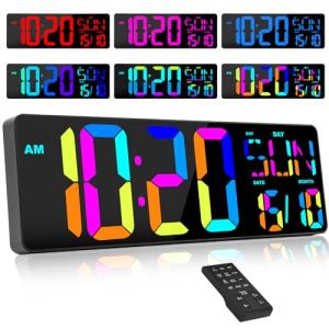 XREXS Reloj Digital Pared Grande con Cambio de Color RGB, 1…