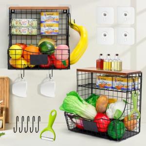 Wuciray 2pcs Frutero pared Cocina Cesta Patatas Frutas y Ve…